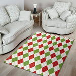 White Red And Green Argyle Pattern Print Area Rug