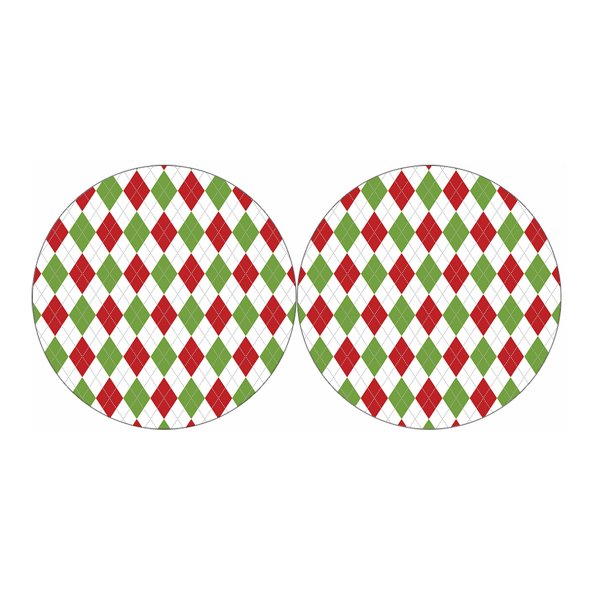 White Red And Green Argyle Pattern Print Car Coasters