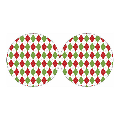 White Red And Green Argyle Pattern Print Car Coasters