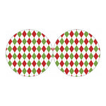 White Red And Green Argyle Pattern Print Car Coasters