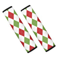 White Red And Green Argyle Pattern Print Car Seat Belt Covers
