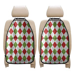 White Red And Green Argyle Pattern Print Car Seat Organizers