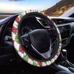 White Red And Green Argyle Pattern Print Car Steering Wheel Cover