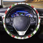 White Red And Green Argyle Pattern Print Car Steering Wheel Cover