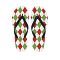 White Red And Green Argyle Pattern Print Flip Flops