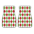 White Red And Green Argyle Pattern Print Front Car Floor Mats