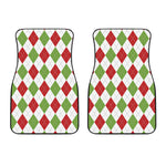 White Red And Green Argyle Pattern Print Front Car Floor Mats