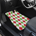 White Red And Green Argyle Pattern Print Front Car Floor Mats