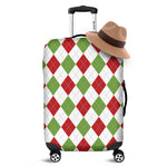 White Red And Green Argyle Pattern Print Luggage Cover