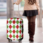 White Red And Green Argyle Pattern Print Luggage Cover