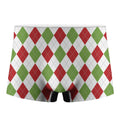 White Red And Green Argyle Pattern Print Men's Boxer Briefs