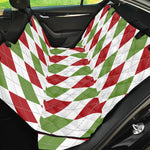 White Red And Green Argyle Pattern Print Pet Car Back Seat Cover