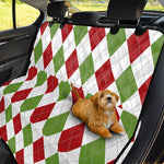 White Red And Green Argyle Pattern Print Pet Car Back Seat Cover