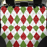 White Red And Green Argyle Pattern Print Pet Car Back Seat Cover
