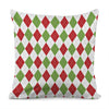 White Red And Green Argyle Pattern Print Pillow Cover