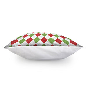 White Red And Green Argyle Pattern Print Pillow Cover