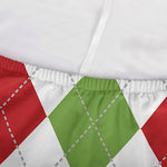 White Red And Green Argyle Pattern Print Sofa Cover