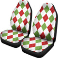 White Red And Green Argyle Pattern Print Universal Fit Car Seat Covers