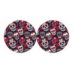 White Red Sugar Skull Pattern Print Car Coasters