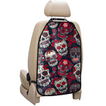 White Red Sugar Skull Pattern Print Car Seat Organizers