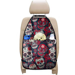 White Red Sugar Skull Pattern Print Car Seat Organizers