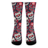 White Red Sugar Skull Pattern Print Crew Socks