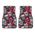 White Red Sugar Skull Pattern Print Front Car Floor Mats