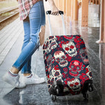 White Red Sugar Skull Pattern Print Luggage Cover GearFrost