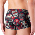 White Red Sugar Skull Pattern Print Men's Boxer Briefs
