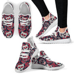 White Red Sugar Skull Pattern Print Mesh Knit Shoes GearFrost