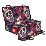 White Red Sugar Skull Pattern Print Pet Car Back Seat Cover