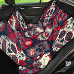 White Red Sugar Skull Pattern Print Pet Car Back Seat Cover