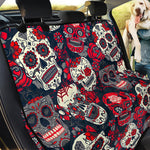 White Red Sugar Skull Pattern Print Pet Car Back Seat Cover