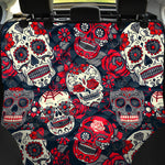 White Red Sugar Skull Pattern Print Pet Car Back Seat Cover