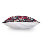 White Red Sugar Skull Pattern Print Pillow Cover