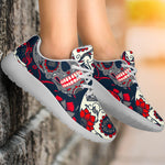 White Red Sugar Skull Pattern Print Sport Shoes GearFrost