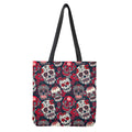 White Red Sugar Skull Pattern Print Tote Bag