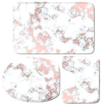 White Rose Gold Marble Print 3 Piece Bath Mat Set