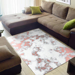 White Rose Gold Marble Print Area Rug GearFrost
