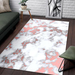 White Rose Gold Marble Print Area Rug GearFrost