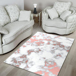 White Rose Gold Marble Print Area Rug GearFrost