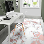 White Rose Gold Marble Print Area Rug GearFrost