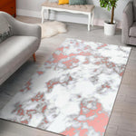White Rose Gold Marble Print Area Rug GearFrost