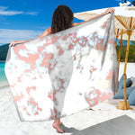 White Rose Gold Marble Print Beach Sarong Wrap