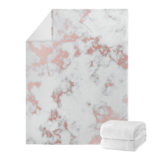 White Rose Gold Marble Print Blanket