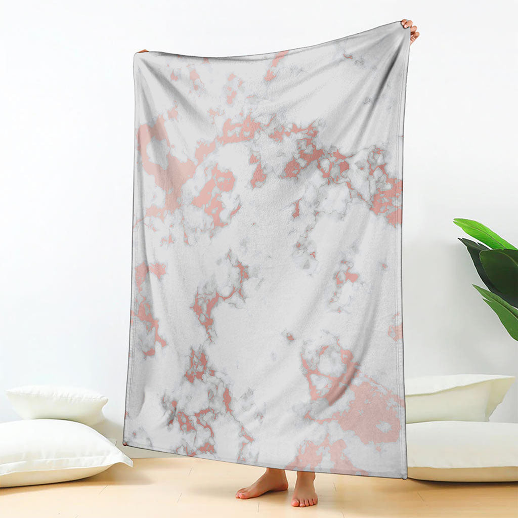 White Rose Gold Marble Print Blanket