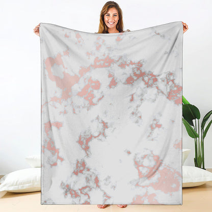 White Rose Gold Marble Print Blanket
