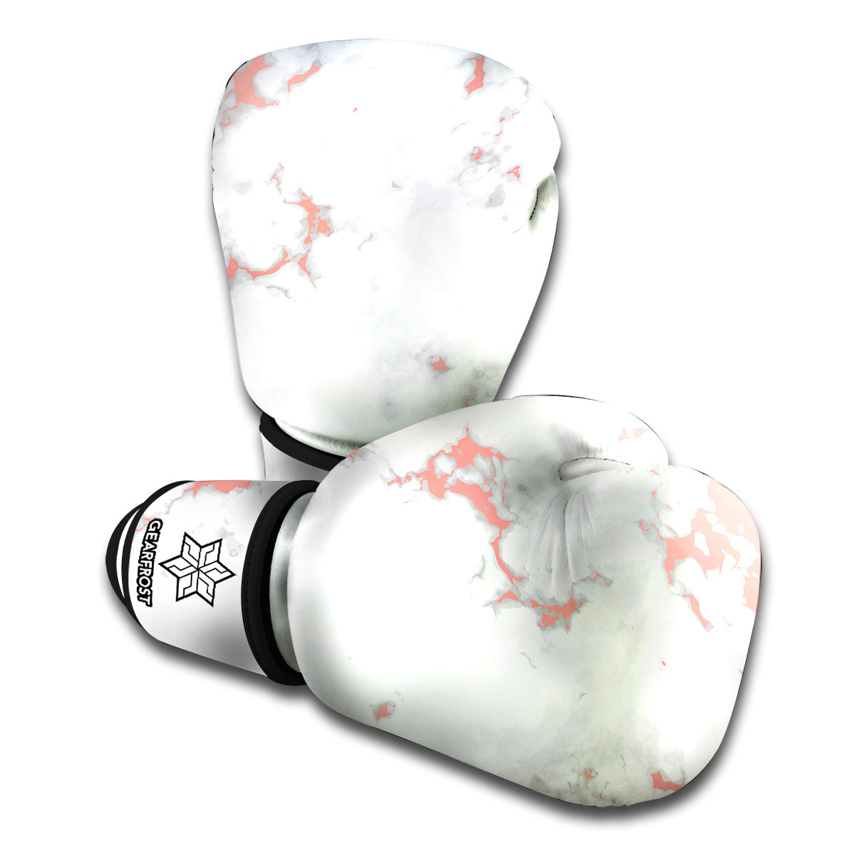 White Rose Gold Marble Print Boxing Gloves