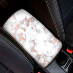 White Rose Gold Marble Print Car Center Console Cover