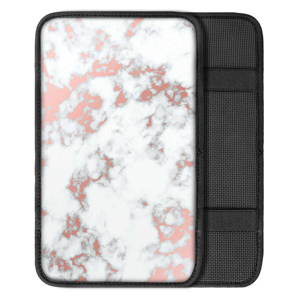 White Rose Gold Marble Print Car Center Console Cover